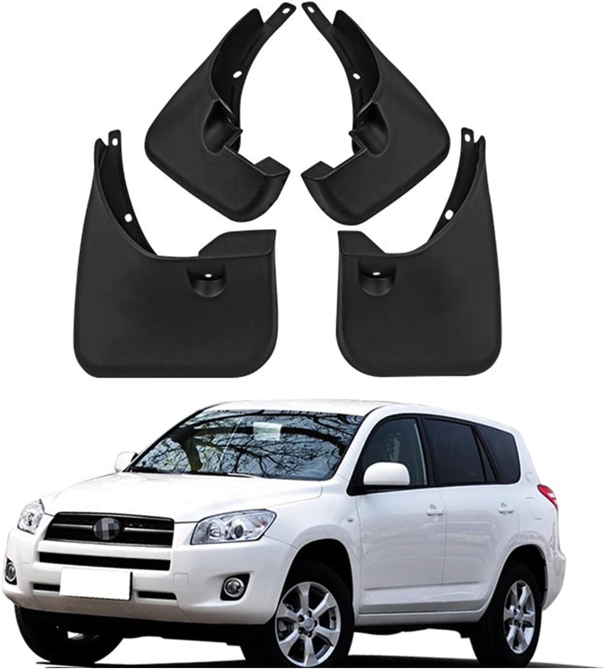 4 Stücke Auto Schmutzfänger für Toyota RAV4 2006-2012 XA30, Kotflügel Vorne Hinten Spritzschutz Staubdicht Spritzfest Schutz Mudguards,Whit Wheel Eyebrow von JWORRA