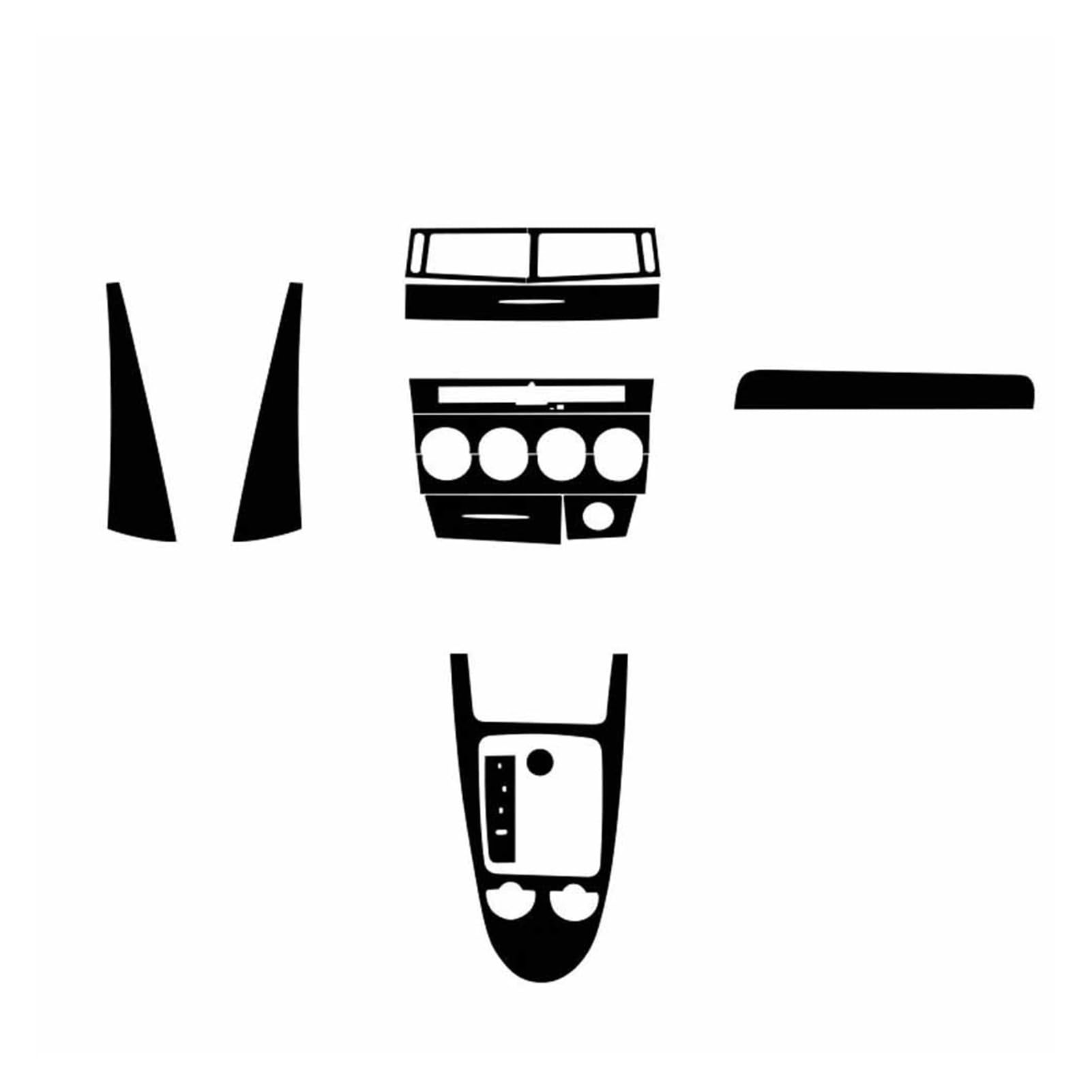 JWPCXRCE Kompatibel mit SLK R171 2004–2010, Innenraum, zentrales Bedienfeld, Türgriff, 5D-Kohlefaser-Aufkleber, Aufkleber, Auto-Styling-Zubehör(3D CF Black,Right Hand Drive) von JWPCXRCE