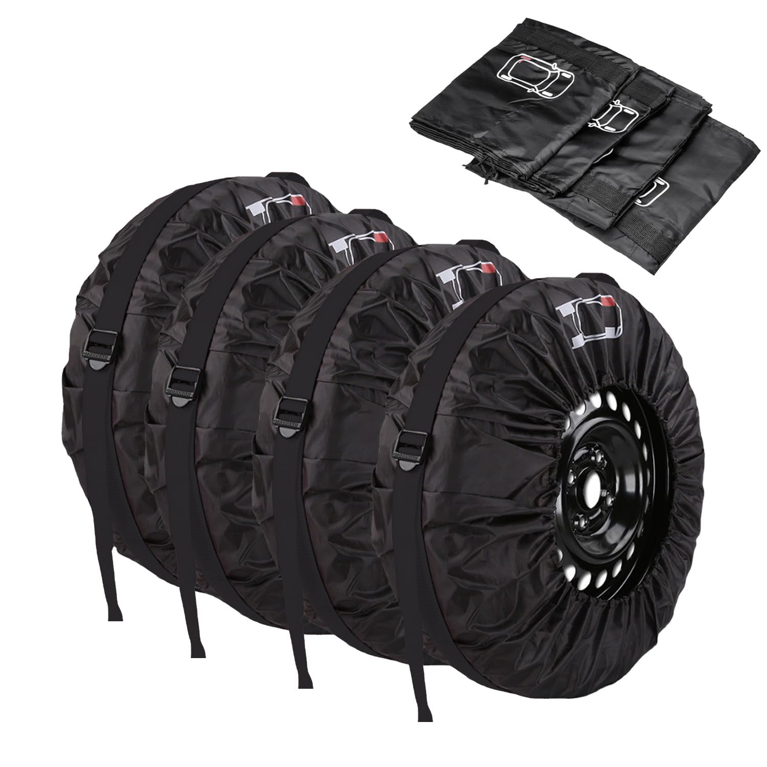 JXAXD 4 Stück Reifentasche Set 19-23 Zoll Reifenaufbewahrung Waterproof Staubdicht Reifenbezug, für Reifen sauberen Transport und Lagerung (Durchmesser 80 cm), Schwarz von JXAXD