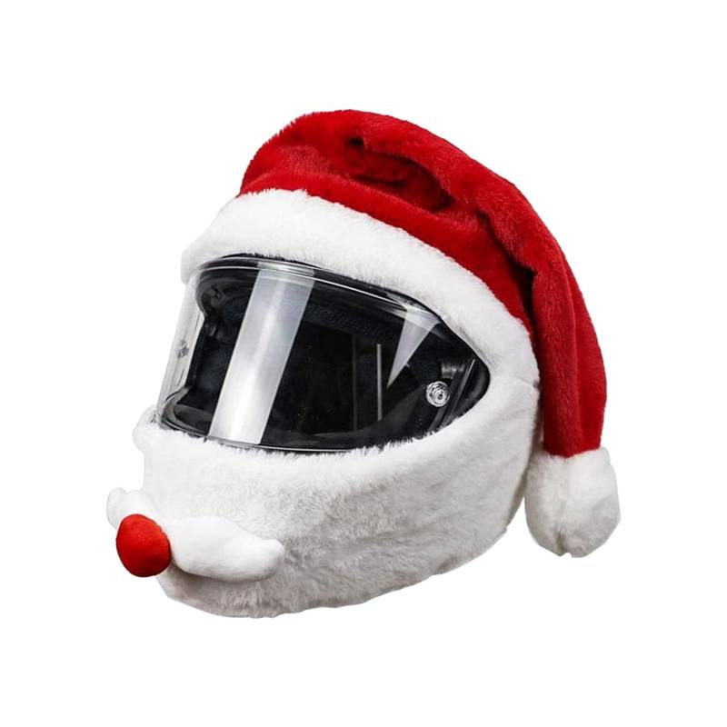 JXAXD Weihnachtsmann Motorradhelm Überzug, Weihnachtsmütze Motorradhelmbezug, Motorradhelm Abdeckung Plüsch, Plüsch Cover Santa für Integralhelm Motorradhelm Im Freien (Ohne Helm) von JXAXD