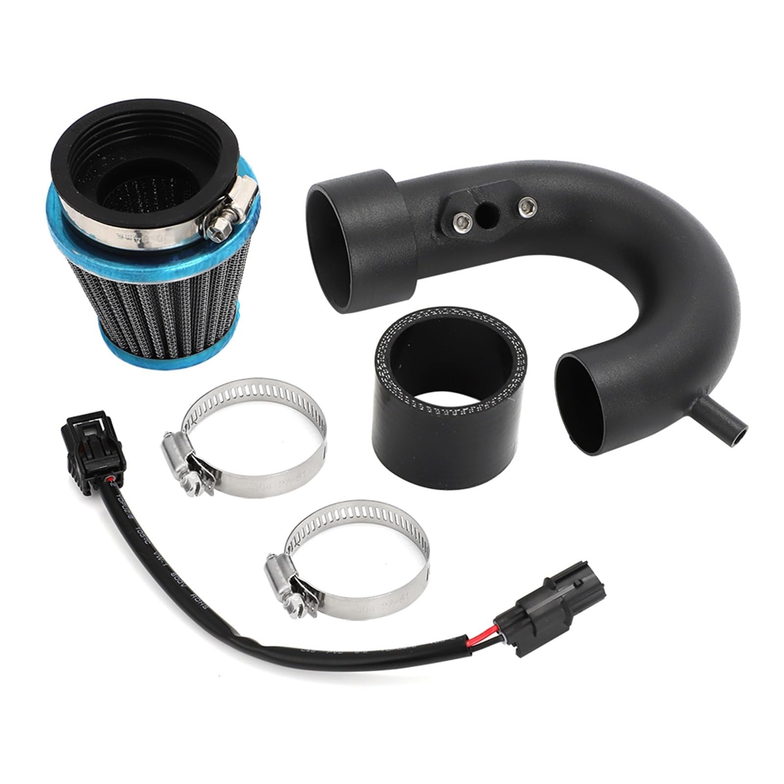 Luftfilter-Ansaugschlauch Schwarzes Short Ram Air Intake Kit/Passend for 2022-2023 HONDA GROM RR MONKEY Luftfiltersystem IAT-Sensor-Verlängerungskabelbaum-Rohrschelle Ansaugschlauch Luftfilter für von JXMFKBB