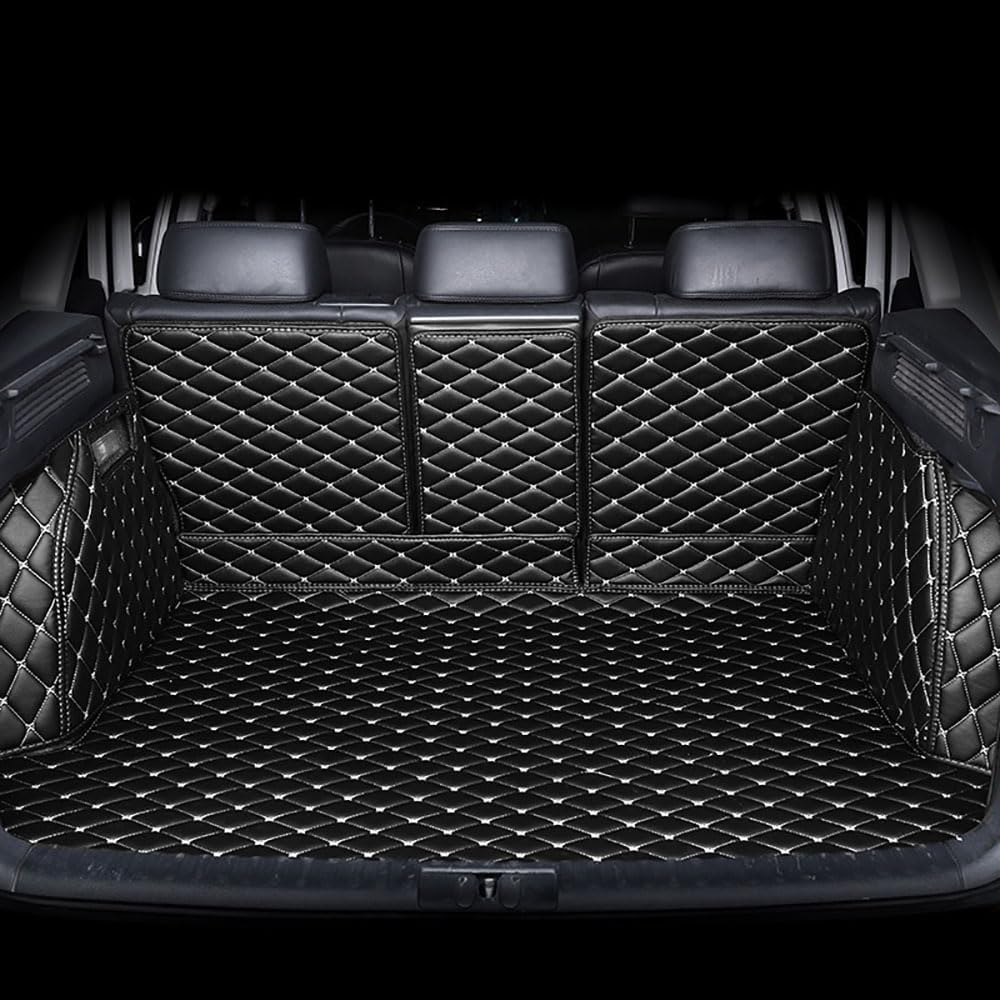 VollstäNdige Einkreisung Kofferraummatte Kofferraumwanne für BMW X6 2015-2019, rutschfest Kratzfestem Leder Kofferraummatten,C-Black Rice Line von JXTTJ