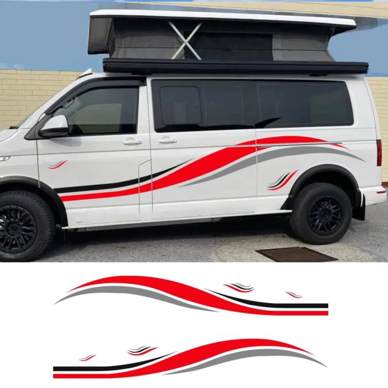 Auto Karosserie Seite Aufkleber Grafik Streifen für Camper Van Wohnmobil Minivan Cargo Panel RV SUV Bus Decoraion Auto Tuning Zubehör, Auto Aufkleber von JYMADLY