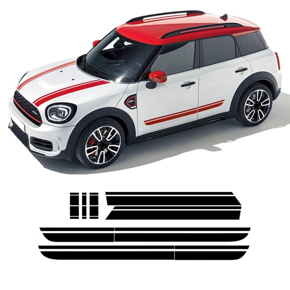 Auto Tür Seitenstreifen Aufkleber Motorhaube Motorabdeckung Motorhaube Band Dach Heck Body Kit Aufkleber, für Mini Countryman F60 Cooper Zubehör, Auto Aufkleber von JYMADLY