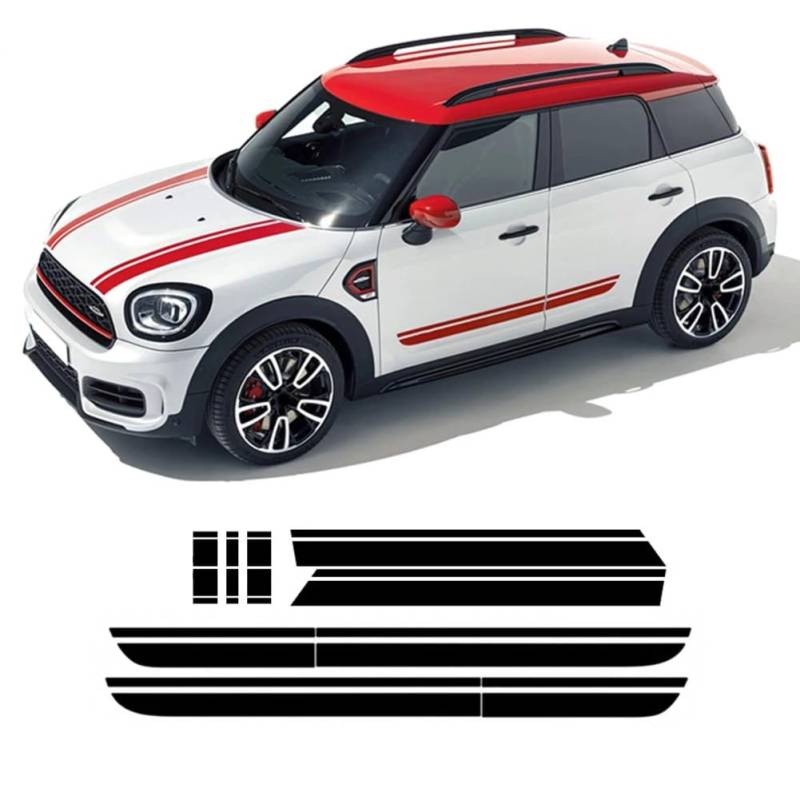 Auto Tür Seitenstreifen Aufkleber Motorhaube Motorabdeckung Motorhaube Band Dach Heck Body Kit Aufkleber, für Mini Countryman F60 Cooper Zubehör, Auto Aufkleber von JYMADLY