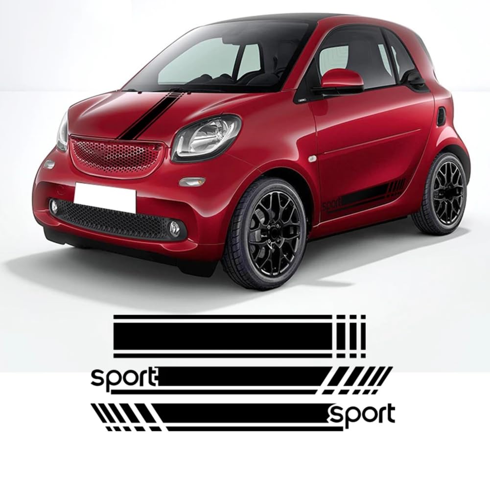 Rennwagen Motorhaube Aufkleber Körpergrafik Vinyl Seitenstreifen Rock Aufkleber, für Smart Fortwo 453 Brabus A453 2016-heute Zubehör, Auto Aufkleber von JYMADLY