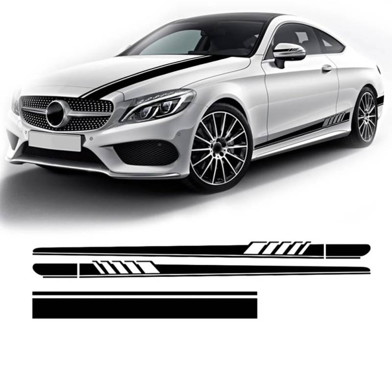 Tür Seitenstreifen Rock Aufkleber Rückspiegel Vinyl Auto Motorhaube Aufkleber, für Mercedes Benz A C E GLA CLA Klasse AMG W204 W205 C63 A45, Auto Aufkleber von JYMADLY