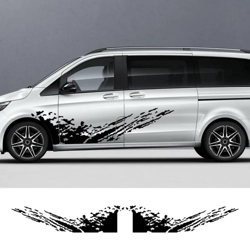 Van Tür Seite Aufkleber, für Mercedes Benz Vito Viano V Klasse W447 W639 Auto Grafik Splash Sport Vinyl Aufkleber Auto Zubehör, Auto Aufkleber von JYMADLY