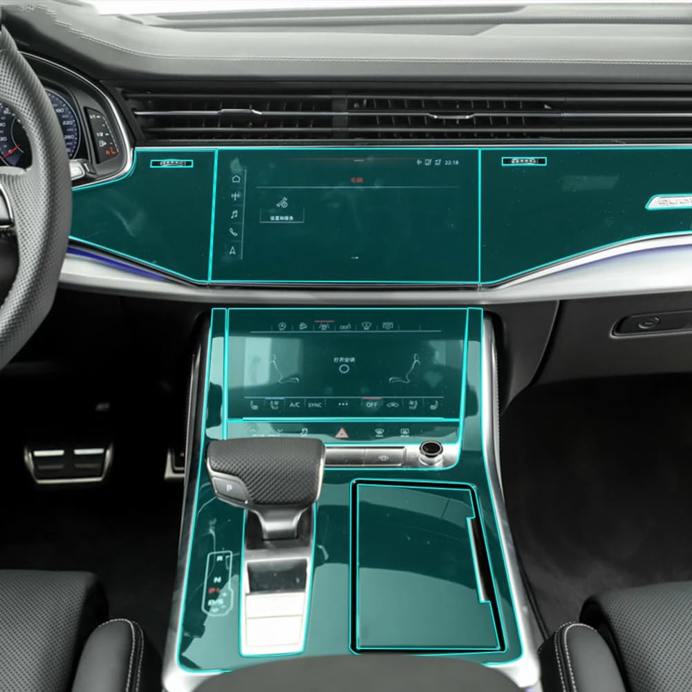 Autoinnenraum Mittelkonsole Getriebe Armaturenbrett Selbstheilende Transparente TPU-Schutzfolie, Für Audi Q8 2019 2020 Zubehör von JYMALISA