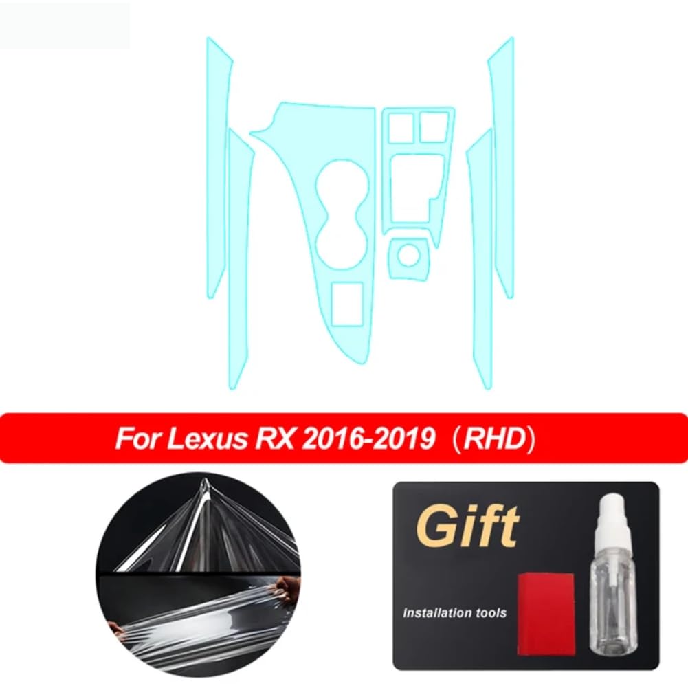 Autoinnenraum Mittelkonsole Getriebe Armaturenbrett Transparente TPU Schutzfolie, Für Lexus RX 2016-On RX 300 350 400 450h Zubehör von JYMALISA