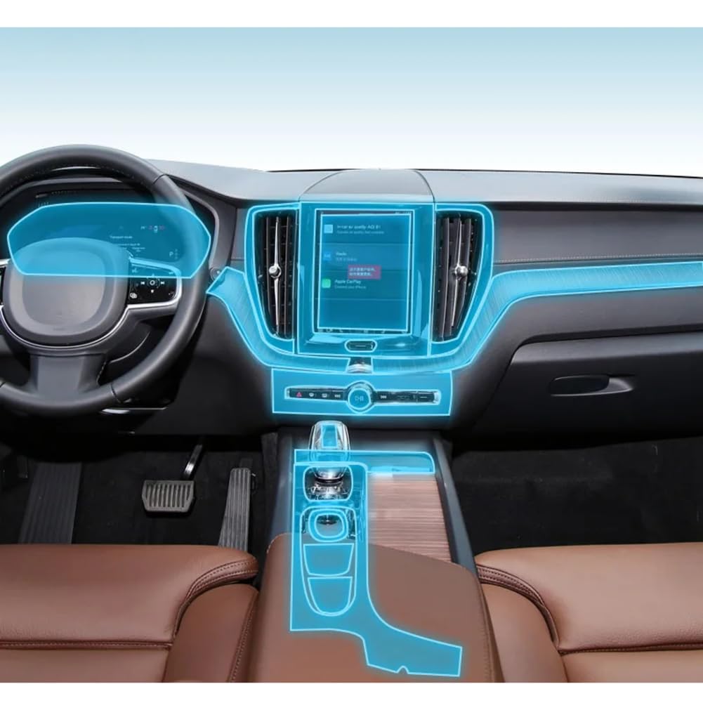 Autoinnenraum-Mittelkonsole Transparente/Matte TPU-Schutzfolie PPF Anti-Kratz-Reparaturfolie, Für Volvo XC60 2020-2024 von JYMALISA