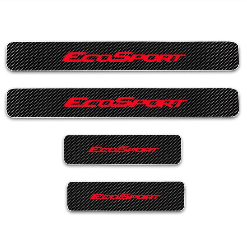 4 STÜCKE Auto Kohlefaser Einstiegsleisten Für Fo-rd Ecosport Tuning Zubehör Car Scuff Plate Türschwelle Sill Aufkleber,Red von JYMLOV