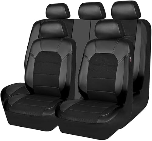 JYRCWTPY Leder Auto Sitzbezüge für Jeep Renegade 2015-2020 5 Seats Rutschfester Autositzschoner Universelle Sitzkissen Schonbezüge Auto Zubehör,Black/A von JYRCWTPY