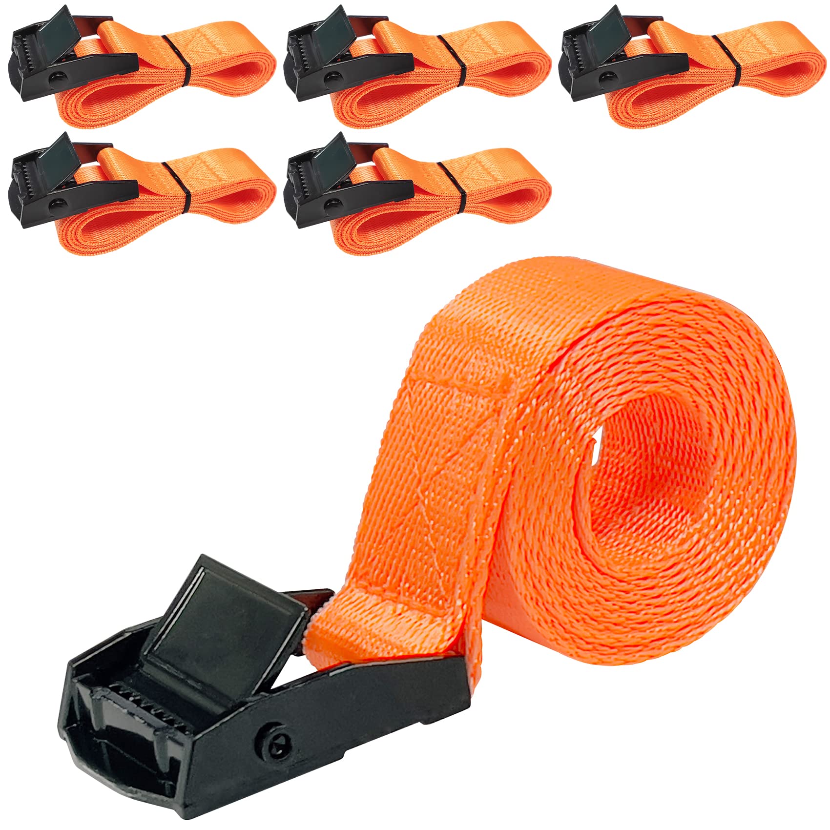 Spanngurt Kurz - Spanngurte mit Ratsche verstellbare Zurrgurte für Auto Fahrradträger SUP-Kajak Gepäck Fracht DIN EN 12195-2 Standard, 6 Packungen 1 m x 25 mm（Orange） von JYSDCXC