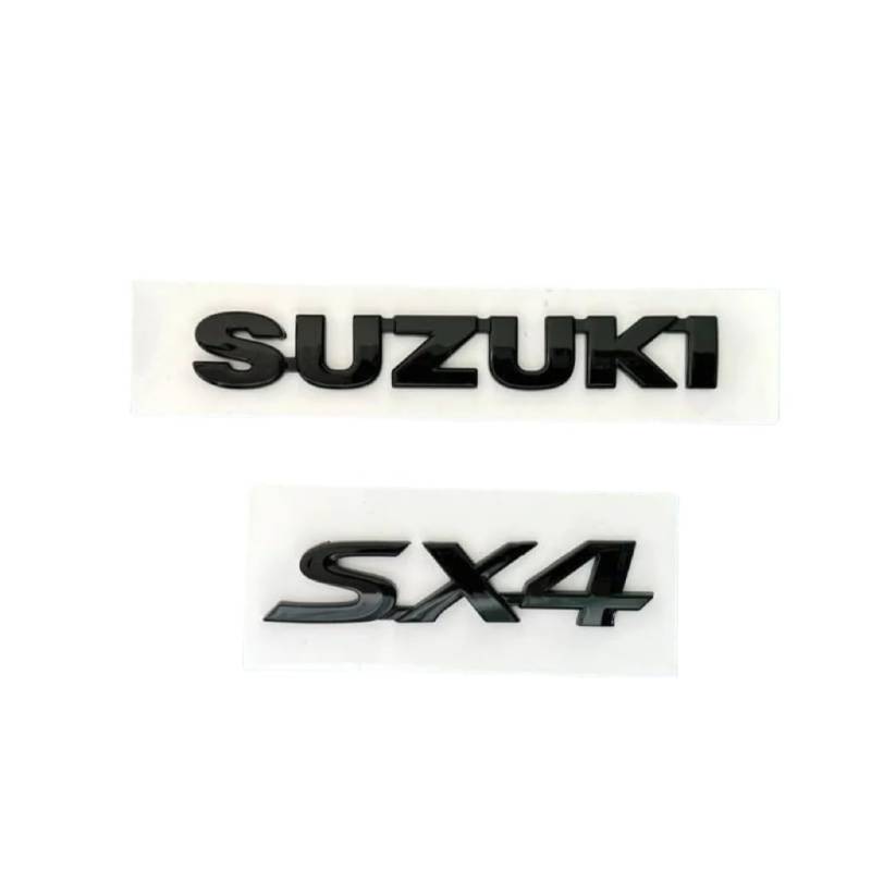 Auto Emblem für Suzuki SX4 S-Cross 2018, Buchstaben Aufkleber Letters Logo Emblem Abzeichen Trunk Lid Emblem Side Fender-Aufkleber Tuning Modifikation Dekoration Zubehör,A+B-Black von JYWLKQ