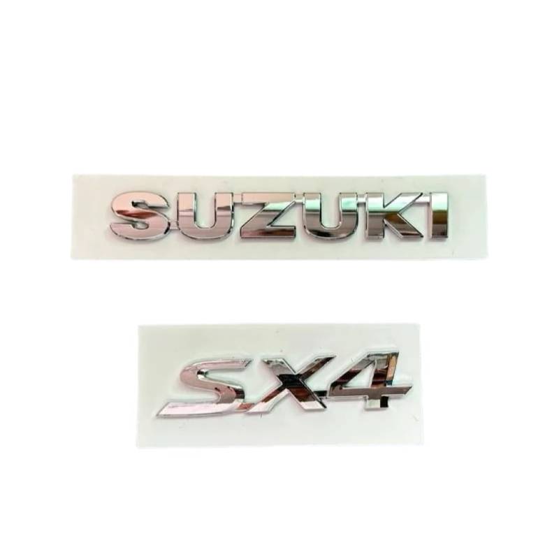 Auto Emblem für Suzuki SX4 S-Cross 2018, Buchstaben Aufkleber Letters Logo Emblem Abzeichen Trunk Lid Emblem Side Fender-Aufkleber Tuning Modifikation Dekoration Zubehör,A+B-Silver von JYWLKQ