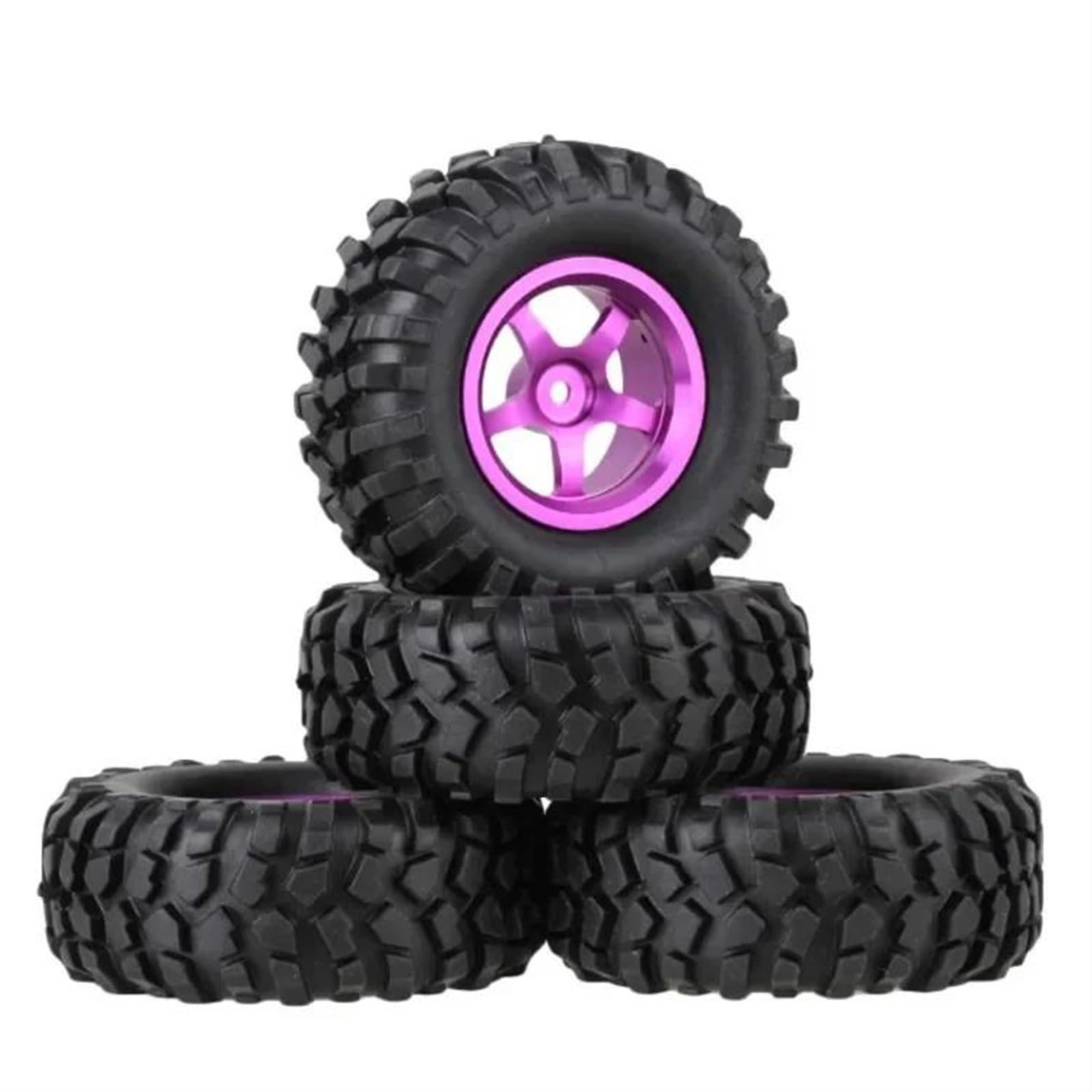 JYYTERD RC Auto Reifen Kompatibel Mit Axial Für SCX10 96 Mm 4 Stück 1,9 Zoll RC Crawler Autoreifen Reifen Mit Aluminiumlegierung Radnabe RC Auto Upgrade Teile(Purple) von JYYTERD