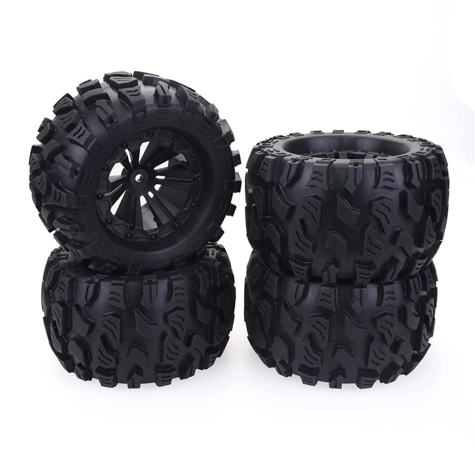 JYYTERD RC Auto Reifen Kompatibel Mit Axial Für for TRAXXAS Für Tamiya Für Kyosho 4PCS 125MM 1/10 LKW-Reifen Gummifelsen Reifen 12mm Radsechskant Für RC Crawler von JYYTERD