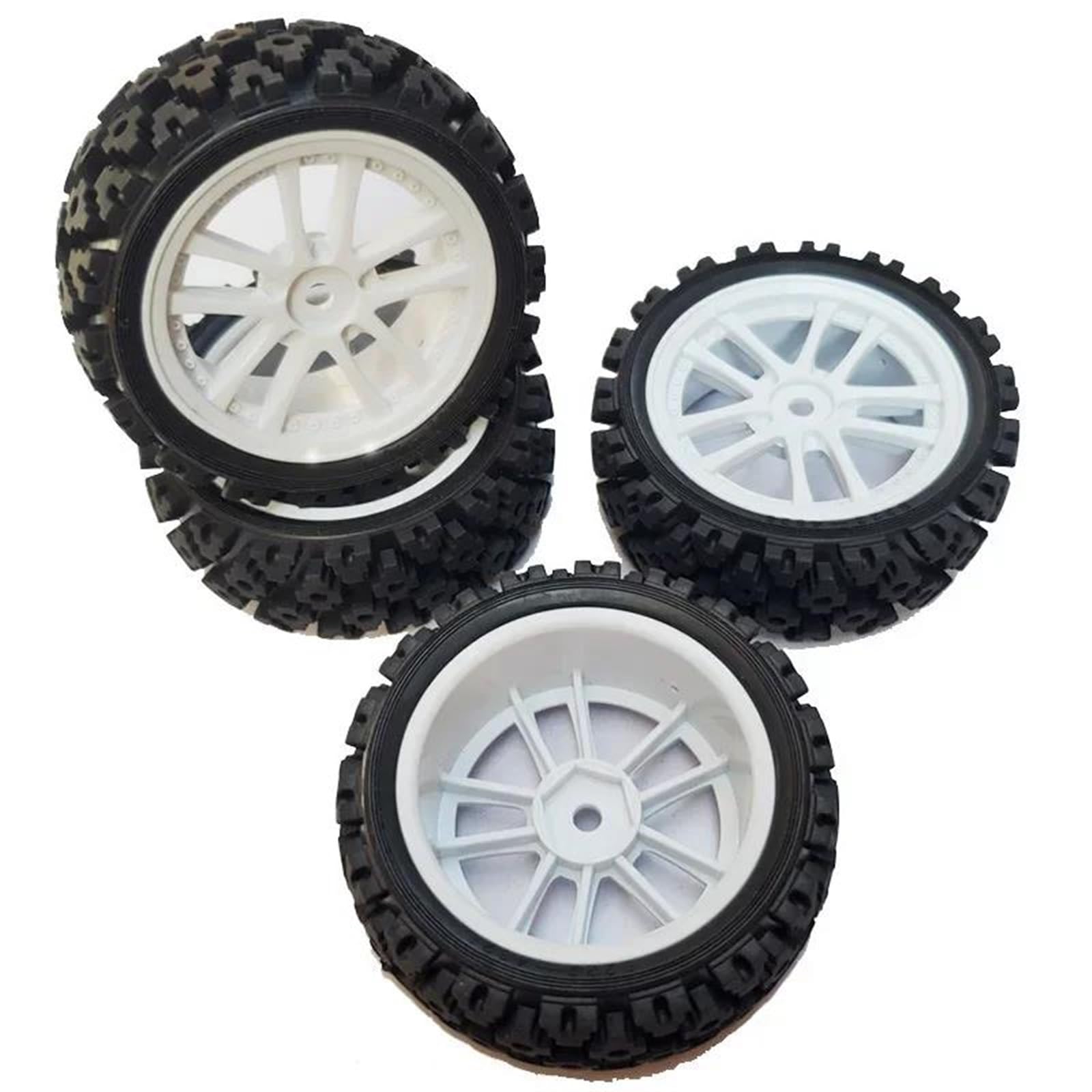 JYYTERD RC Auto Reifen Kompatibel Mit Tamiya Für TT01 TT02 XV01 LC PTG-2 Für HSP Für HPI 4 Stück 70 Mm 1/10 RC Off-Road Buggy Auto Gummireifen Radreifen(White) von JYYTERD