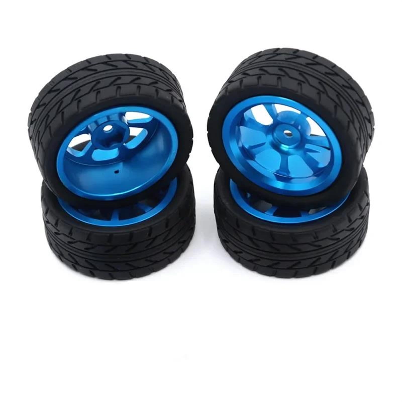 JYYTERD RC Auto Reifen Kompatibel Mit Wltoys Für 144001 144002 124016 124017 124019 124018 RC Automobilteile 65 Mm Metallfelge High Grip Gummireifen(Blue) von JYYTERD