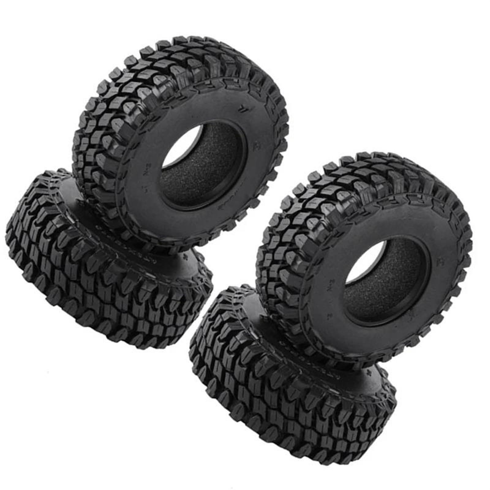 JYYTERD RC Auto Reifen Kompatibel Mit for TRAXXAS TRX4 Für RC4WD D90 Für Axial SCX10 Für Redcat 4PCS 110 Mm 1,9 Gummireifen Radreifen Für 1/10 RC Crawler Car(Black) von JYYTERD