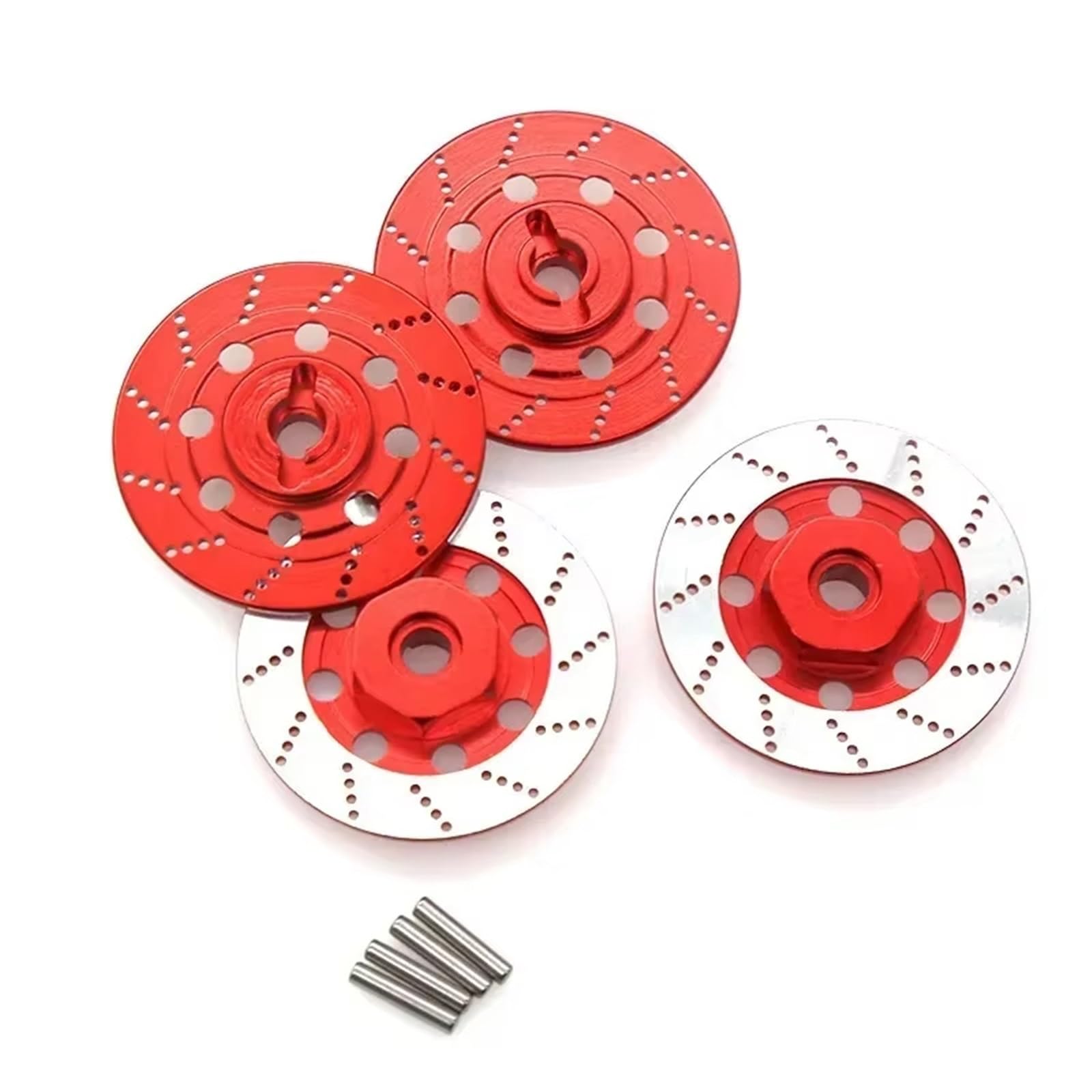 JYYTERD RC Auto Upgrade-Teile Kompatibel Mit Sakura D4 Für On-Road-Rennwagen 1/10 RC-Autoteile 4-teiliger Metallbremsscheiben-Felgenkasten-Sechskantadapter 12 Mm(Red) von JYYTERD