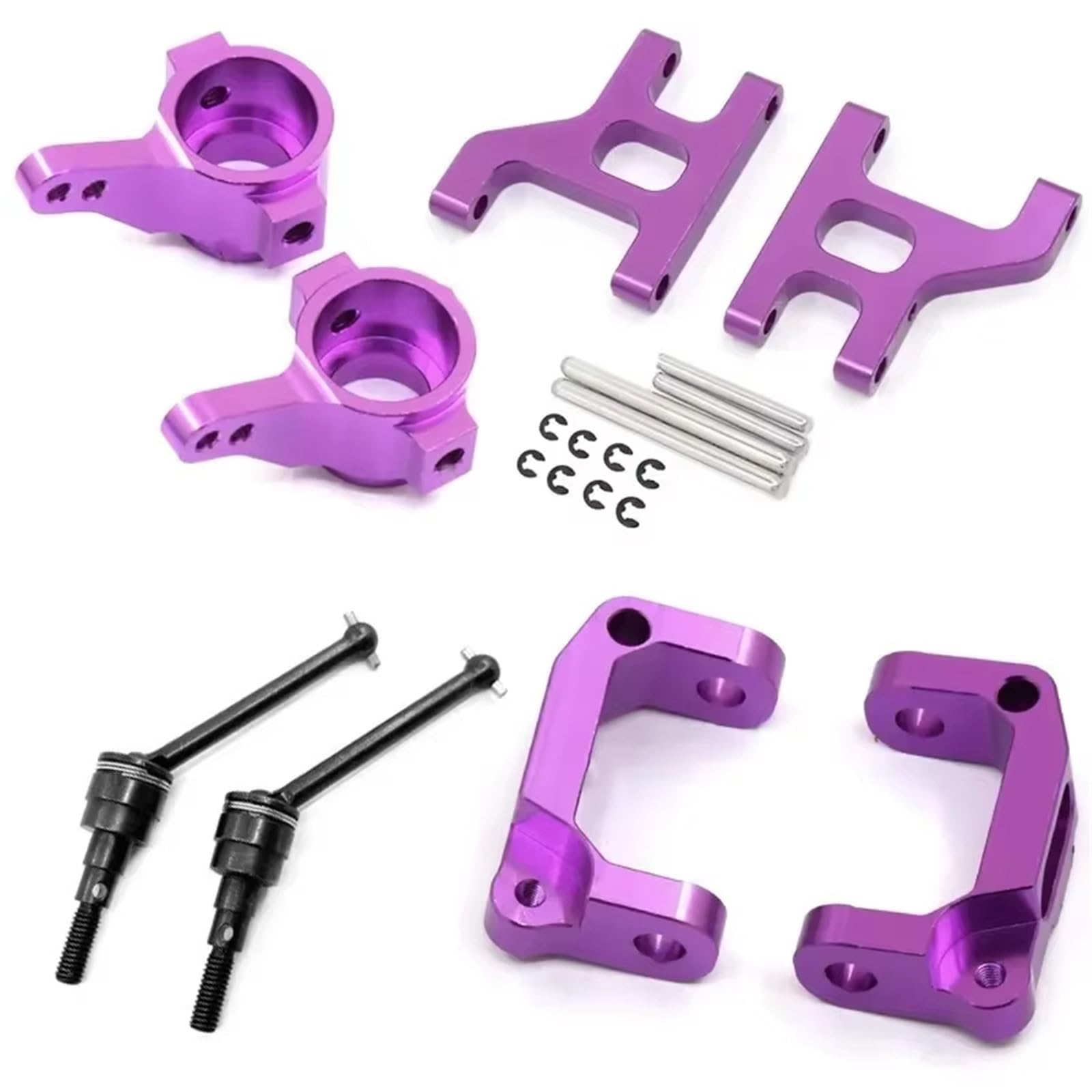 JYYTERD RC Auto Upgrade-Teile Kompatibel Mit Tamiya CC01 TA02 TA03 4WD 1/10 Für Buggy RC Auto. Unterer Aufhängungsarm, Nabenträger, Basis C, Lenkschale, Metall-Antriebswelle(Purple) von JYYTERD