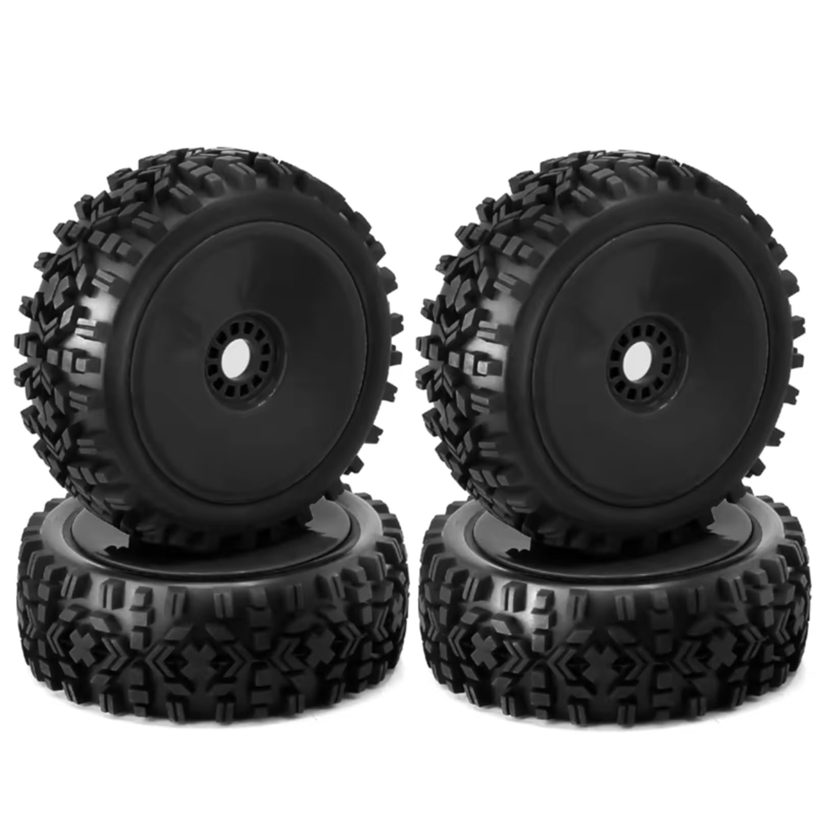 JYYTERD RC Teile Kompatibel Mit 1/8 RC Auto Monster Truck Auf Der Straße Im Gelände 4 STK RC Rad Reifen Gummi 112MM Reifen 17Mm Nabe Sechskant(Black) von JYYTERD