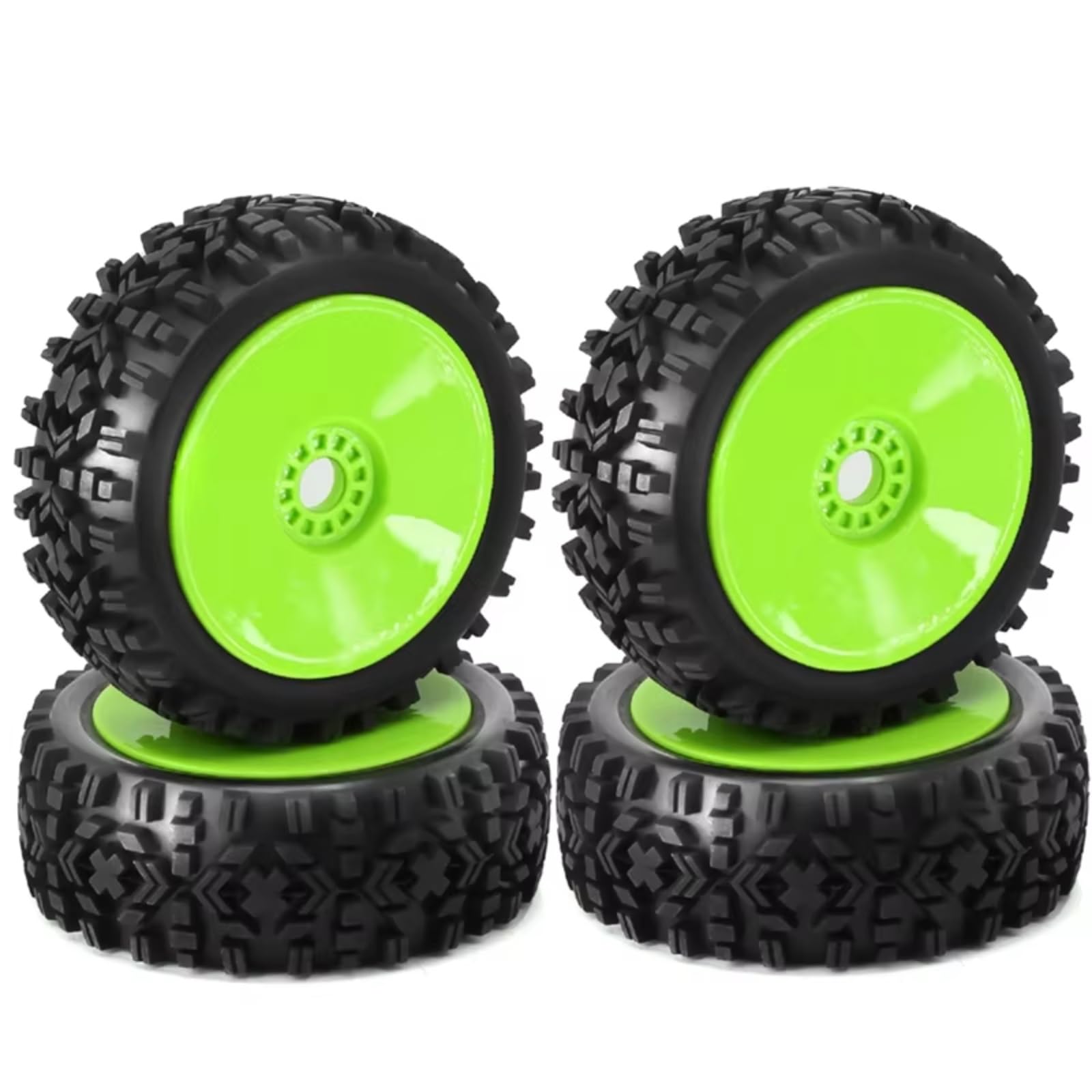 JYYTERD RC Teile Kompatibel Mit 1/8 RC Auto Monster Truck Auf Der Straße Im Gelände 4 STK RC Rad Reifen Gummi 112MM Reifen 17Mm Nabe Sechskant(Green) von JYYTERD