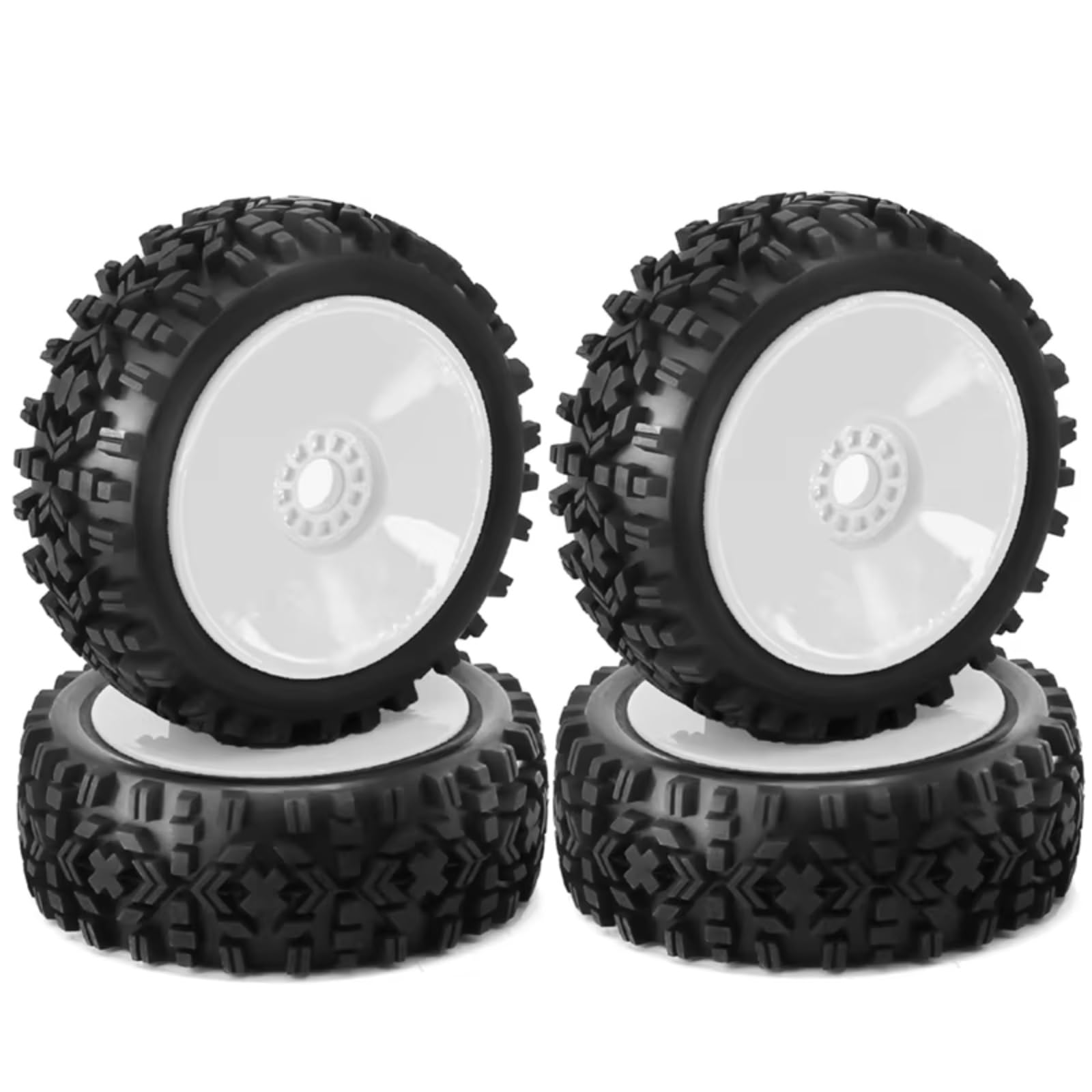 JYYTERD RC Teile Kompatibel Mit 1/8 RC Auto Monster Truck Auf Der Straße Im Gelände 4 STK RC Rad Reifen Gummi 112MM Reifen 17Mm Nabe Sechskant(White) von JYYTERD