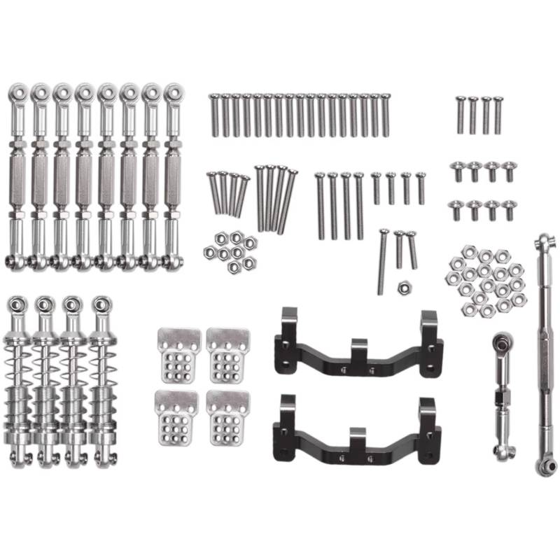 JYYTERD RC Teile Kompatibel Mit WPL C14 C24 1/16 RC Auto-Tuning-Teile Metall-Lenkstange Zugstangenhalterungen Stoßdämpfer-Set von JYYTERD