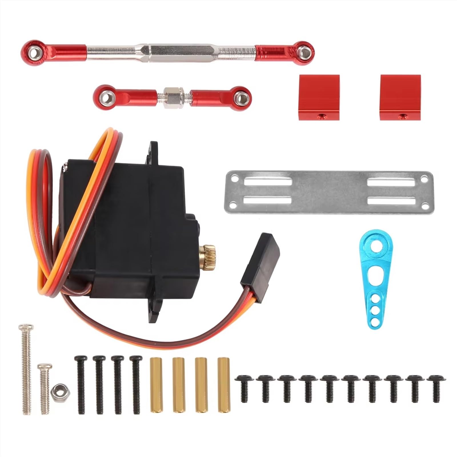 JYYTERD RC Teile Kompatibel Mit WPL C14 C24 1/16 RC-Auto-Upgrade-Teilezubehör, 17G Metallgetriebe-Servo Und Lenkstangen-Servohalterungssatz von JYYTERD