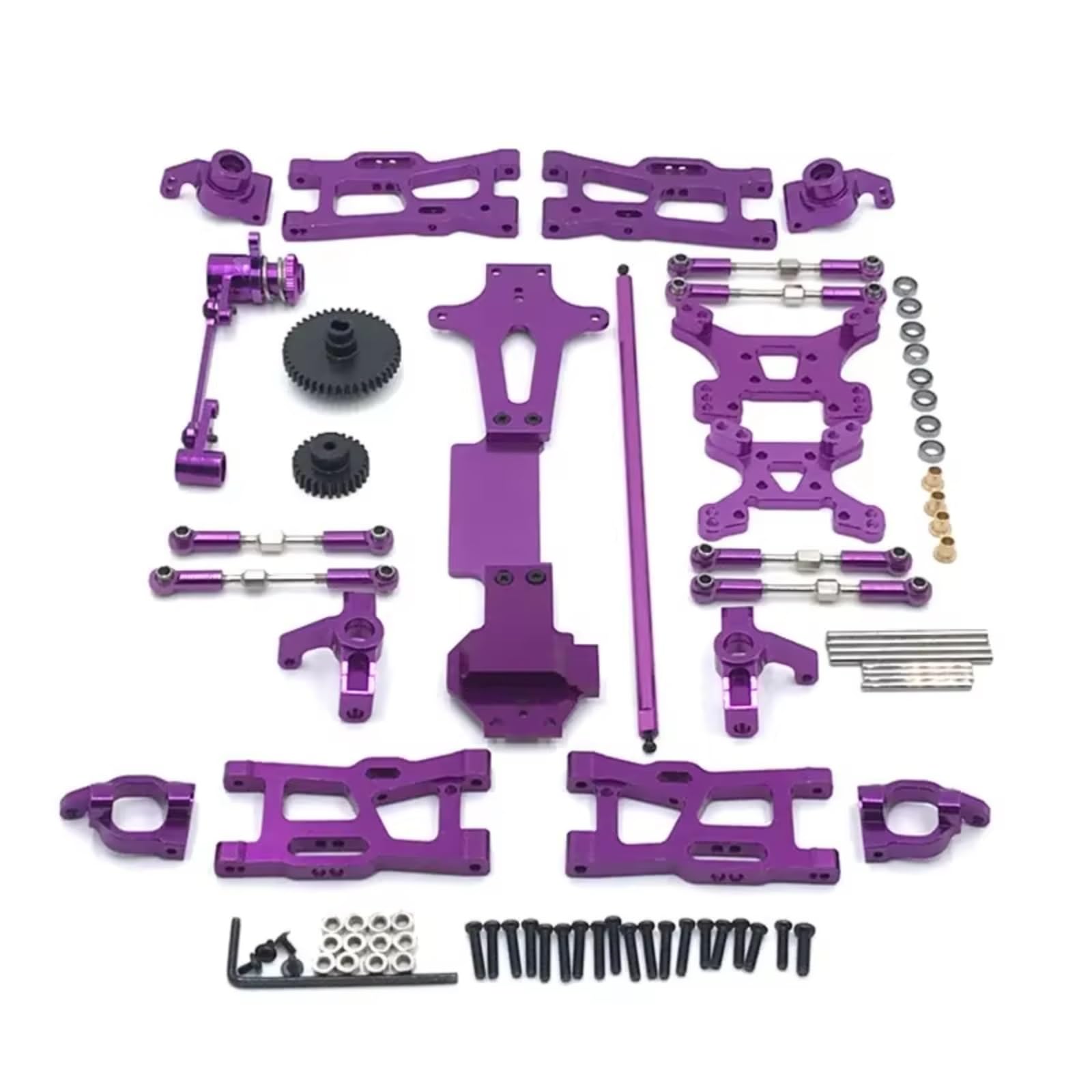 JYYTERD RC Teile Kompatibel Mit Wltoys 144001 144002 144010 1/14 RC Auto Metall Upgrade Teile Kits Für Schwinge Link Stange Lenkung Block(Purple) von JYYTERD