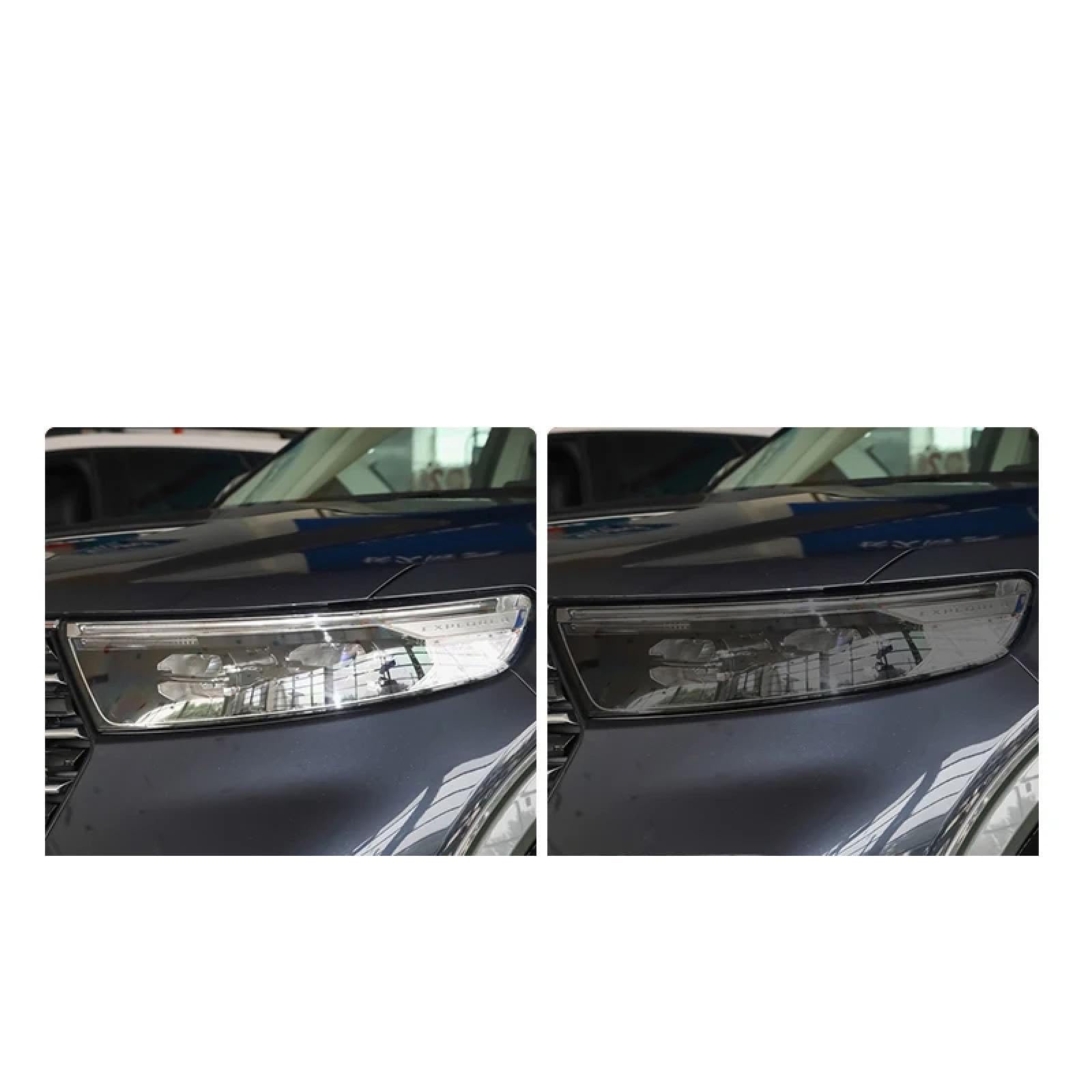 2 Stück Auto Scheinwerfer Schutzfolie Frontlicht Transparent Rauchschwarz TPU Aufkleber, Für Ford Explorer 2020-On U625 Zubehör Transparent von JZPFC