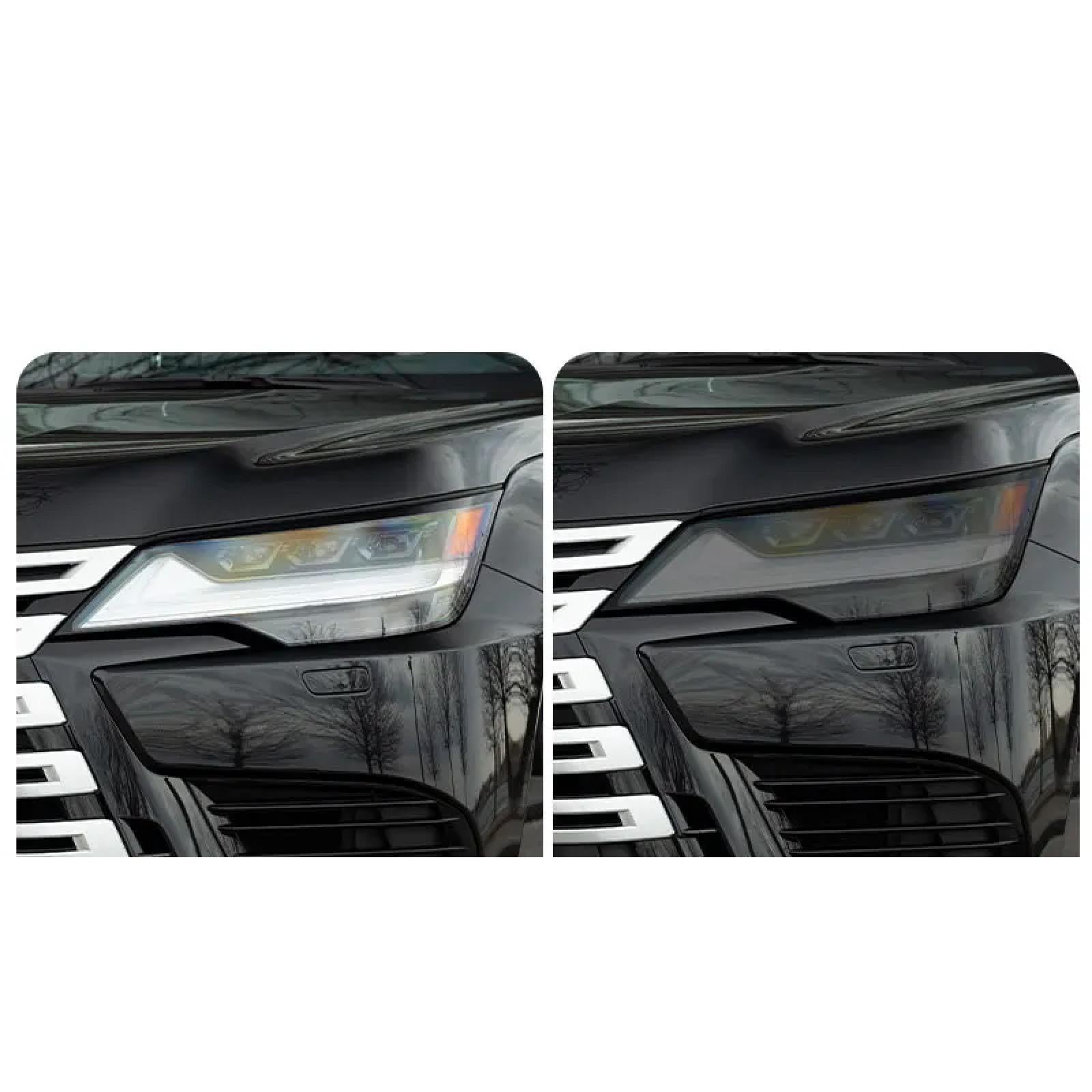 2 Stück Auto Scheinwerfer Schutzfolie Frontlicht Transparent Rauchschwarz TPU Aufkleber, Für Lexus LX LX600 2022 2023 Zubehör Transparent von JZPFC