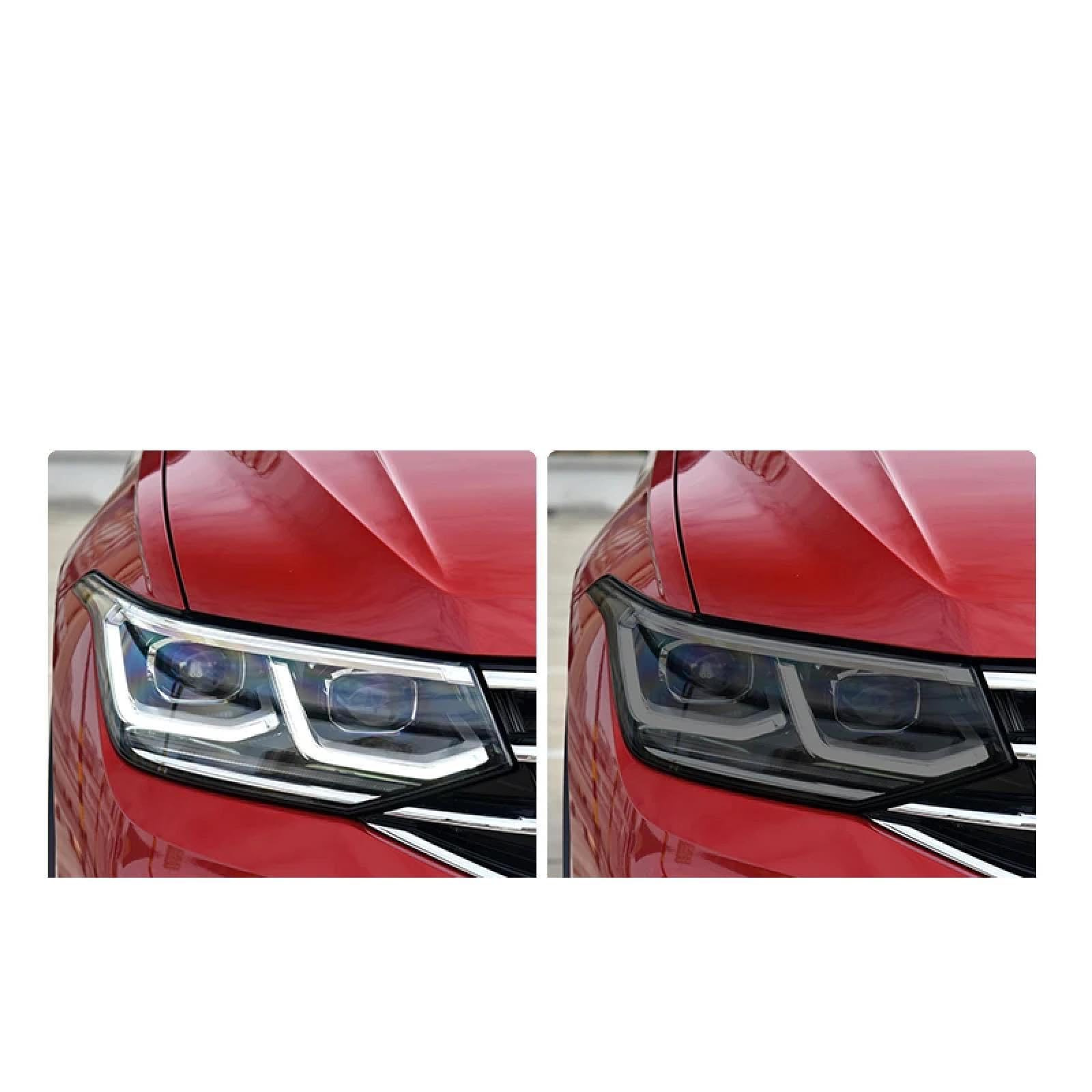 2 Stück Auto Scheinwerfer Schutzfolie Frontlicht Transparent Rauchschwarz TPU Aufkleber, für VW Tiguan Facelift 2020 2021 Transparent von JZPFC