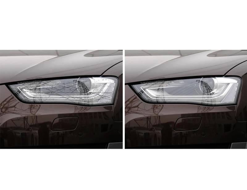 2 Stück Auto Scheinwerfer Schutzfolie Vinyl Anti Scratch Transparent Schwarz TPU Aufkleber, Für Audi A4 B8 B9 8K 8W S4 RS4 Zubehör S42020-OnT von JZPFC