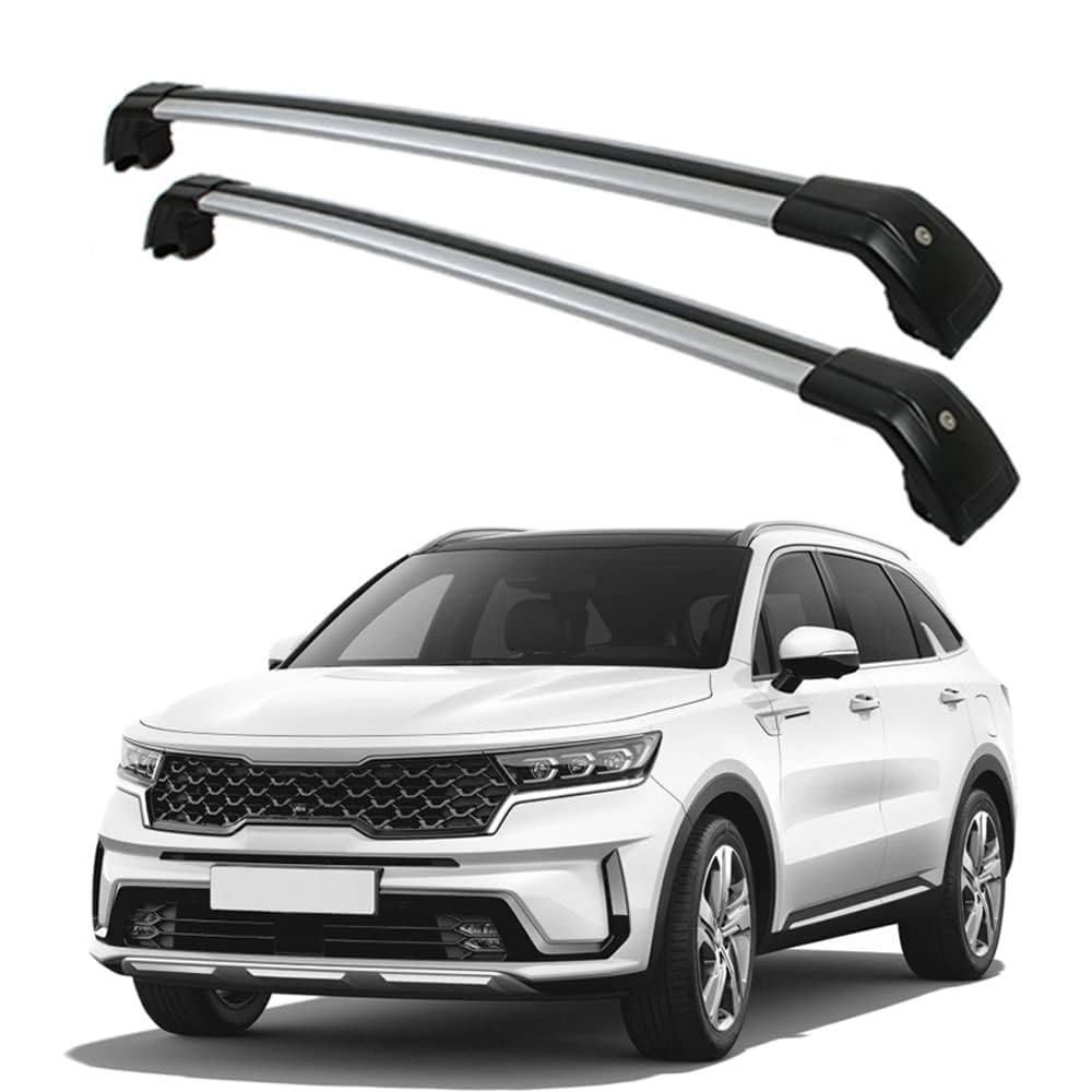 Aluminium Dachträger Relingträger für KIA SORENTO 2020+,Alu Relingträger,für Fahrradträger, Dachboxen Oder Als Skihalter,Silver black von JZWJNFYY