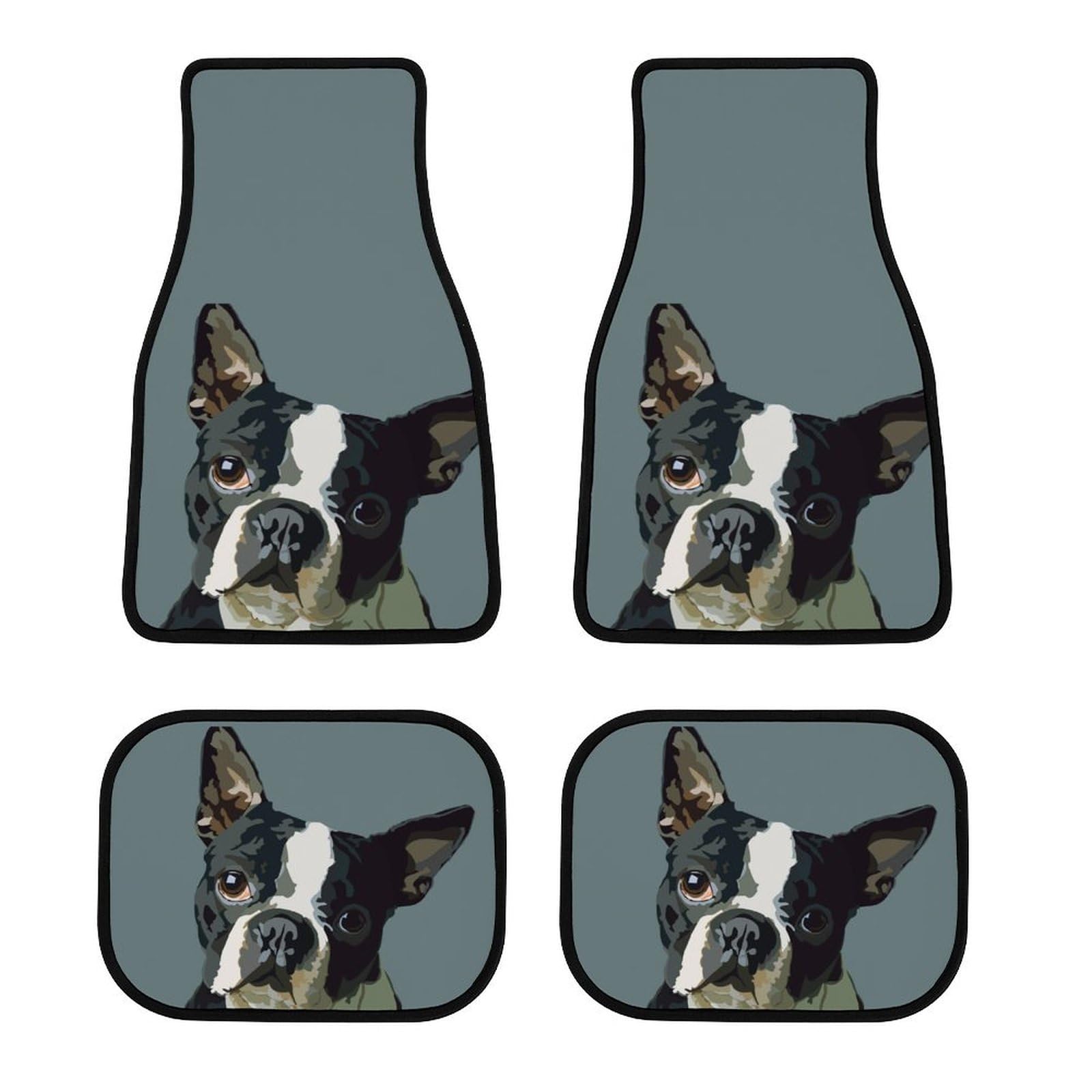 JZemdybill Automatten 4er Set Boston Terrier Auto Fußmatten Universal Fußmatten für Auto SUV LKW von JZemdybill