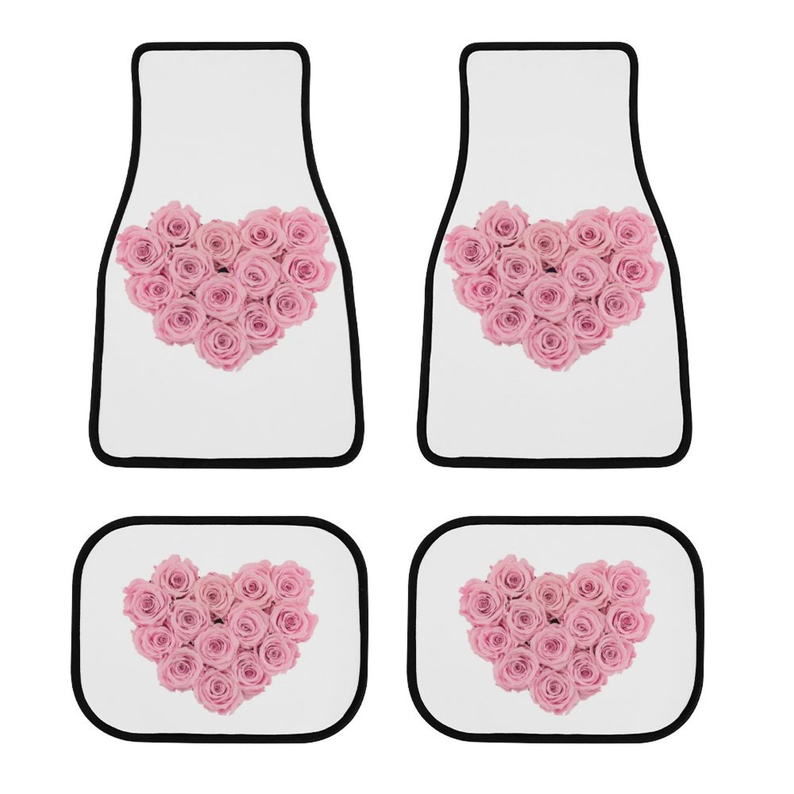 JZemdybill Autoteppiche 4er Set Herzförmige Rosen Auto Fußmatten Universal Fußmatten für Auto SUV LKW von JZemdybill
