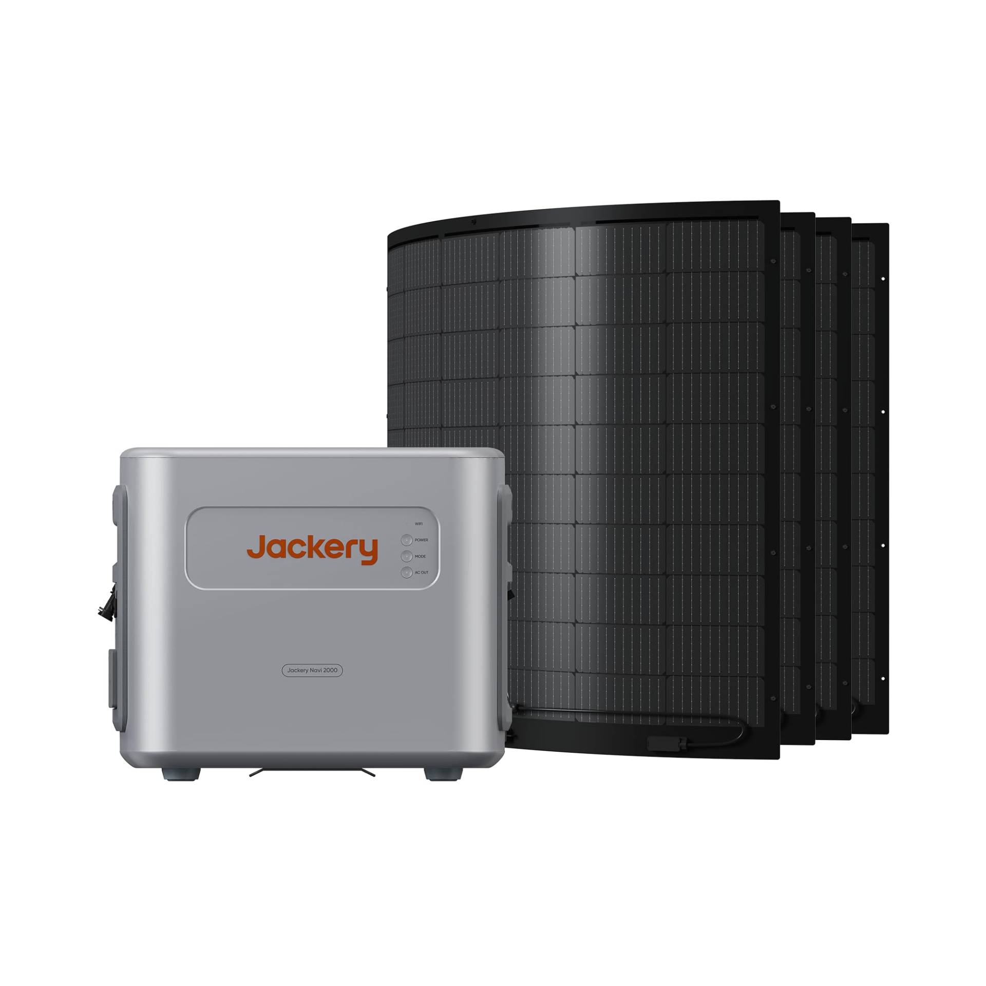 Jackery Navi 2000 Balkonkraftwerk mit Speicher, All-in-One Stromspeicher mit Mikroinverter, 2048Wh Stromspeicher mit 800W Flexible Solarpanel Set, 1600W Solar Eingang &1200W AC Ausgang von Jackery