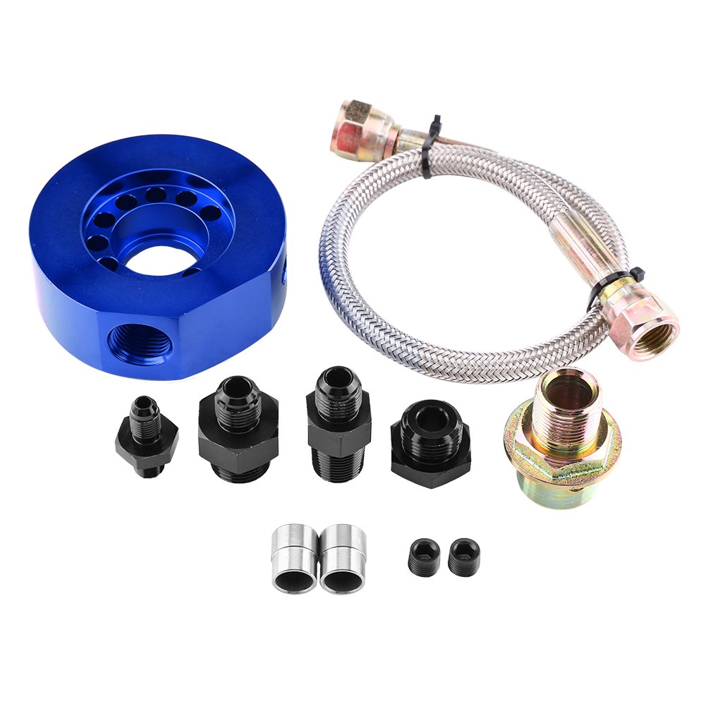 Automotor-Ölfilter-Sandwichplatte, Metall-Ölfilter-Kühler-Adapter-Set, Ölversorgungs-Sandwich-Kühler-Adapter-Set für LS B20 (Blau) von Jadeshay