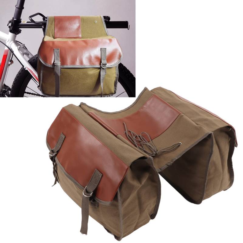 Jadeshay Fahrradtaschen für Gepäckträger, Fahrradtasche Doppeltasche Große Kapazität Fahrrad Gepäckträgertasche Tragbare Fahrrad Taschen Hinten (Khaki) von Jadeshay