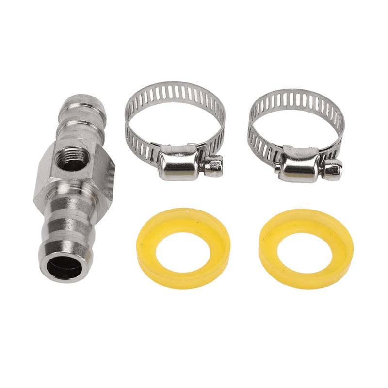 Jadeshay Kraftstoffleitungs-Kraftstoffdruck-T-Fitting-Adapter, Sensoranschluss aus Edelstahl 304 Mit Klemmen Für Kraftstoffdruckmesser Oder Sensor(1/2in) von Jadeshay