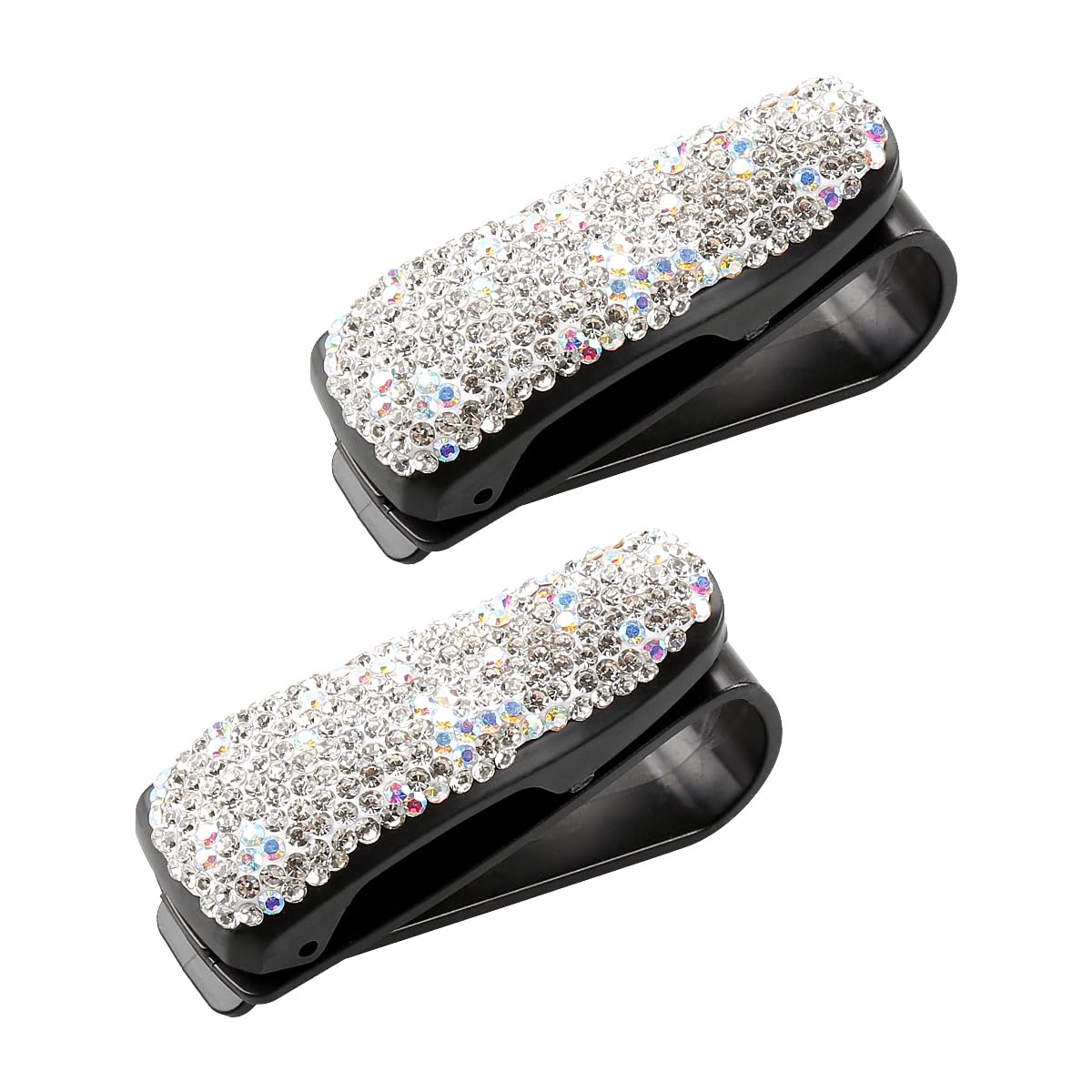 Jagowa 2 Stück Auto Brillenhalter, Strass Sonnenbrillenhalter Clips Doppelschicht Sonnenblende Brillen Halter Ticket Karte Clips für Auto (weiß) von Jagowa