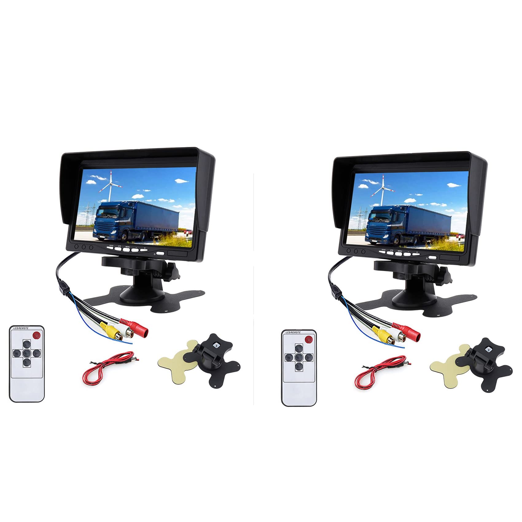 Janasiba 2X 12V-24V 7-TFT-LCD-Farb-HD-Monitor für Auto-CCTV-Rückfahrkamera von Janasiba