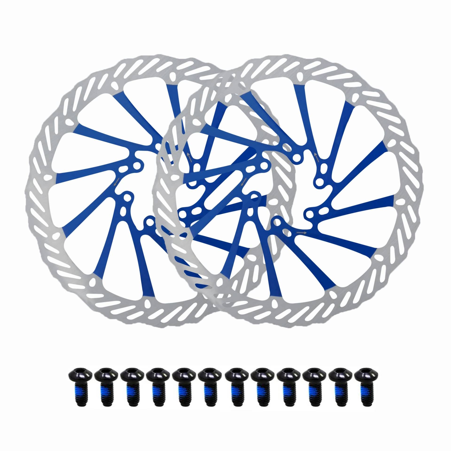 Jane Eyre 180mm Fahrrad Bremsscheibe 2 Stück Scheibenbremse Fahrrad rotor mit 12 Schrauben passend für die meisten Fahrräder, Rennräder, Mountainbikes BMX MTB(Blau 180mm) von Jane Eyre