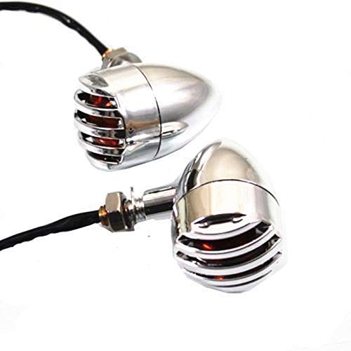 JaneShop 2X Universal Motorcycle 12v Bullet Turn Signal Light Blinker Bulb Indicator For Cruiser Bobber Chopper Sport bike Touring (Chrom) von JaneShop