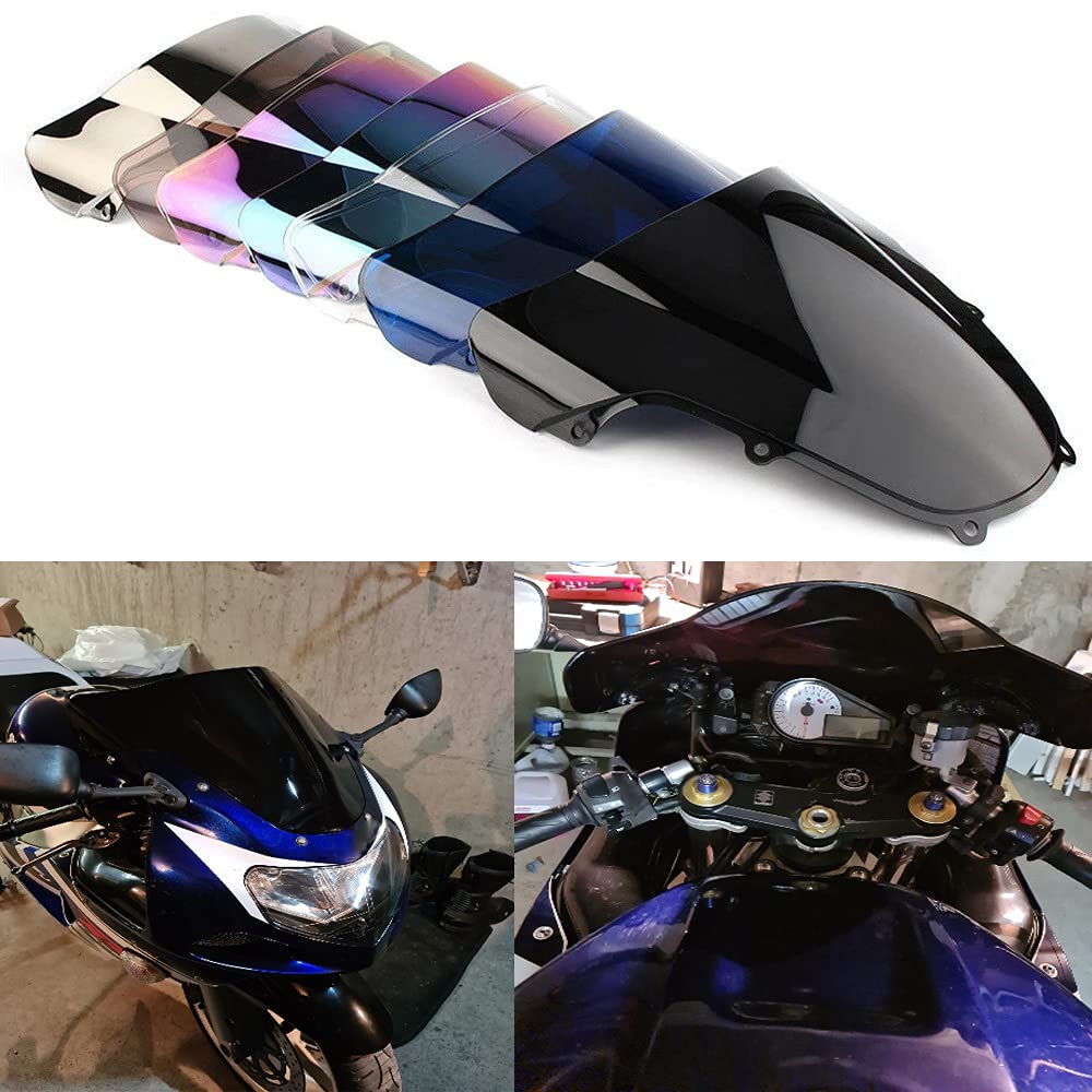 Motorrad DouMotorcycle Double Bubble Windabweiser Windschutzscheibe Windschutzscheibe Fit Für Suzuki GSXR 600 750 00-03 1000 00-02 (Transparent) von JaneShop