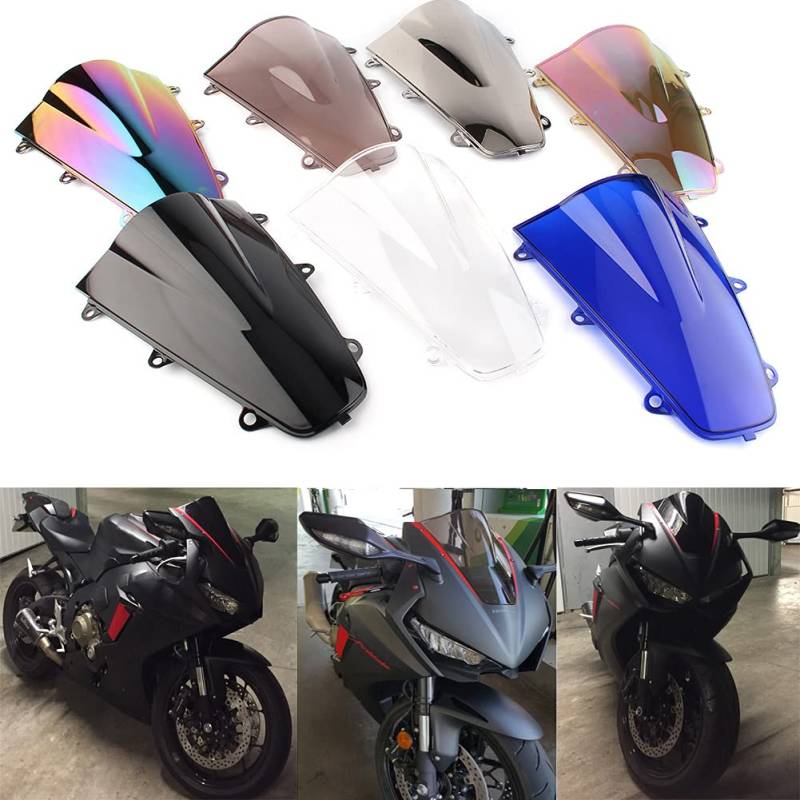 Motorrad Double Bubble Windabweiser Windschutzscheibe Windschutzscheibe Für Honda CBR1000RR SP SP2 Fireblade 2017-2019 (Schwarz) von JaneShop